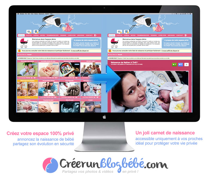 Votre blog grossesse privé : vos photos/vidéos sont uniquement visibles par vos invités