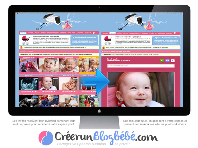 Blog naissance : Idéal pour partager les toutes premières photos de votre bébé avec vos proches, en toute sécurité !